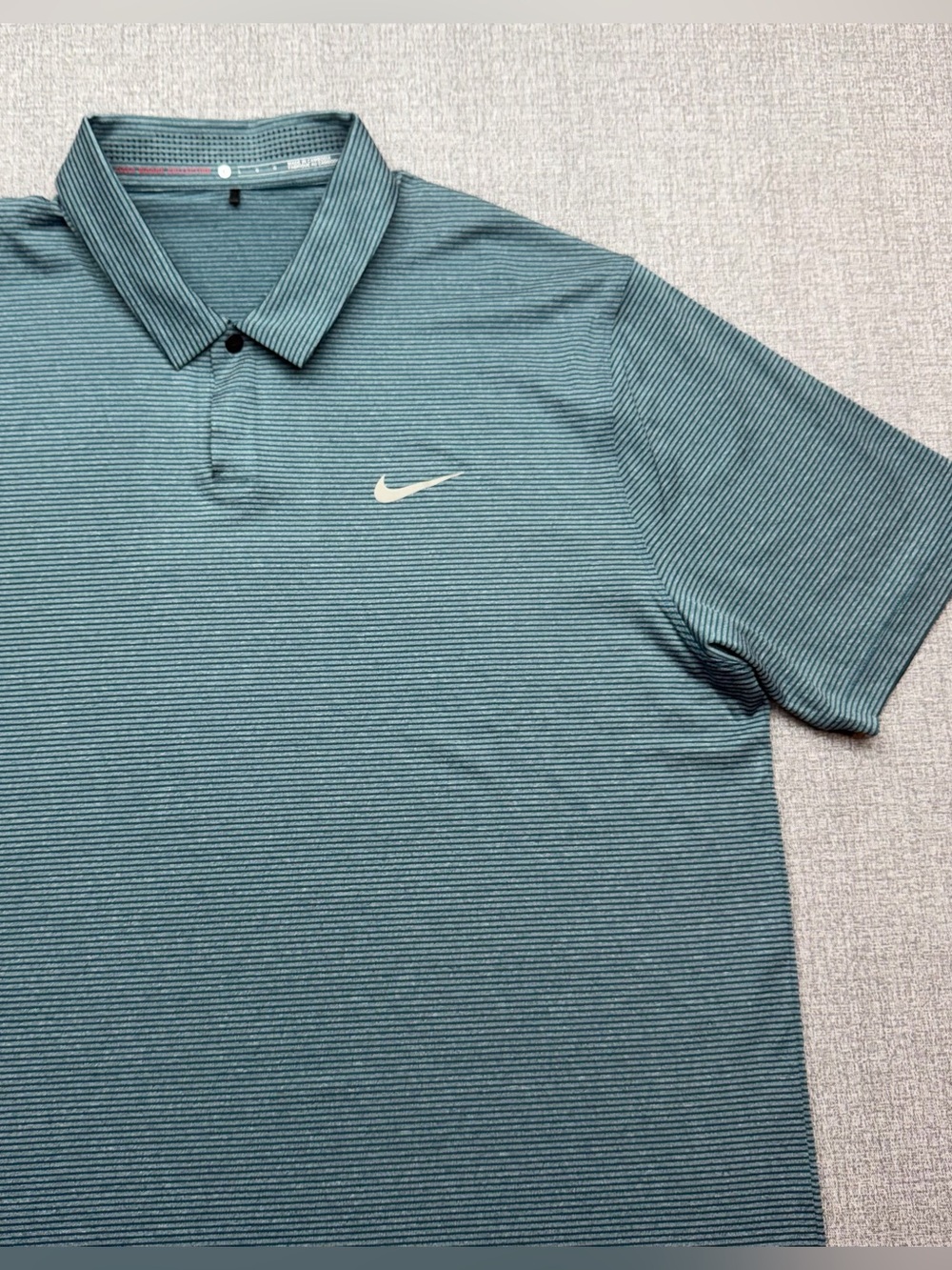 Nike Tiger Woods Collection Teal Striped Golf Polo